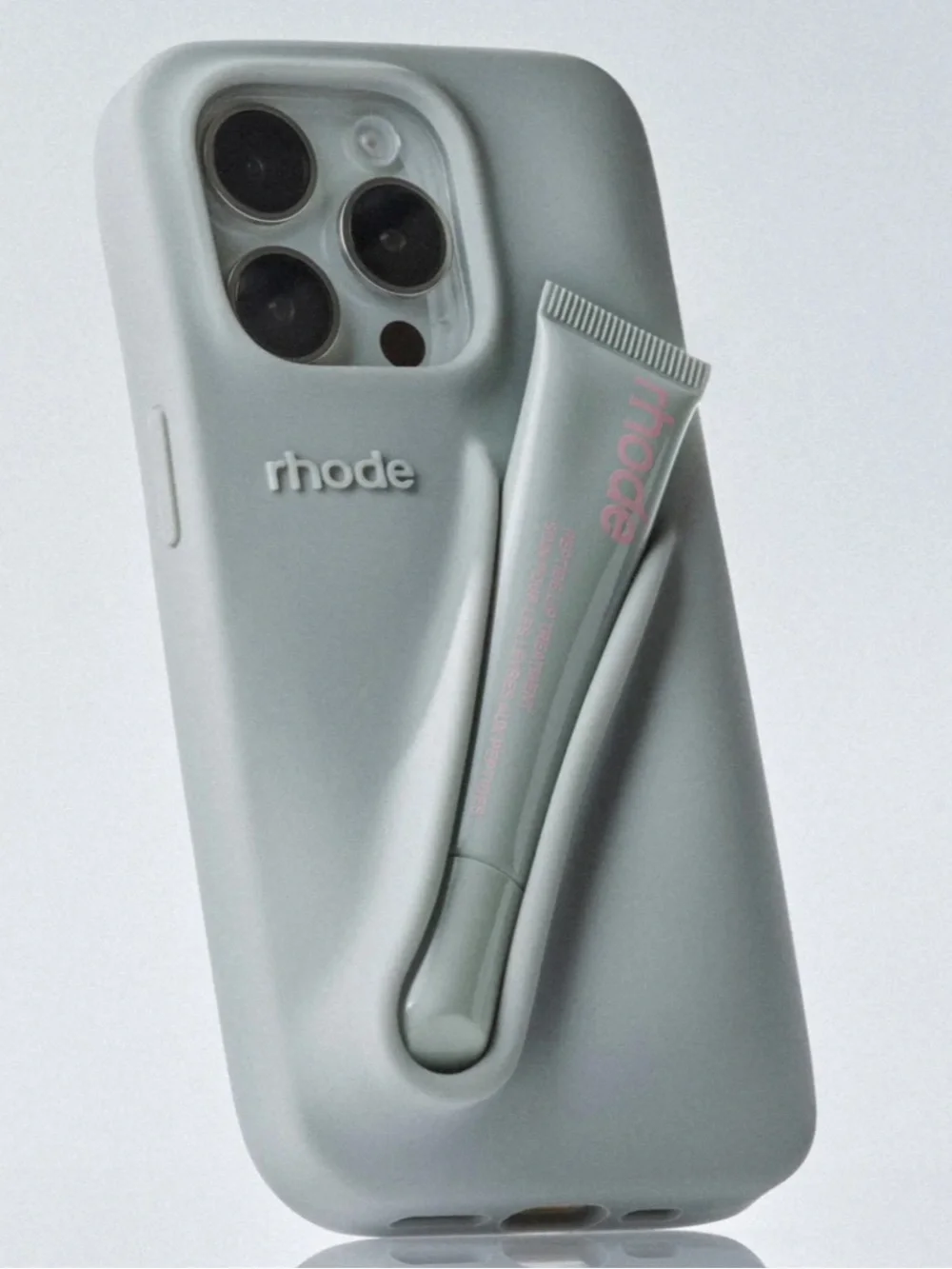 RHODE Soft Gray Lip Case with Built-In Lip Tube Holder